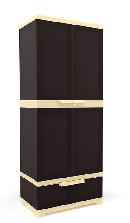 Nilkamal Freedom FMDR1BE Plastic Storage Cabinet with 1 Drawer Clothes Organizer| Wardrobe | Living Room | Adult & Kids | Multipurpose for Home Kitchen & Office (Weathered Brown & Biscuit) - Image 2